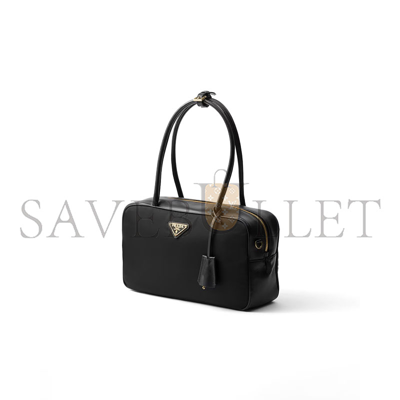 PRADA RE-NYLON AND LEATHER MEDIUM TOP-HANDLE BAG WITH PADLOCK 1BB132 (30*17.5*10cm)